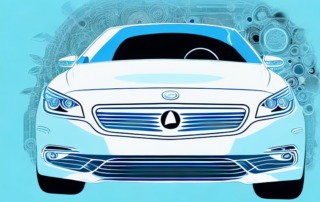 A car being digitally customized with various design elements through a computer program interface