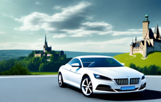 A sleek car with a glossy