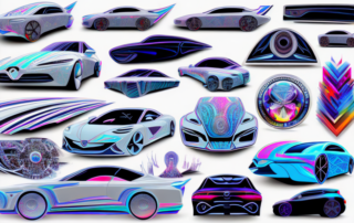 A variety of cool and trendy car stickers from different angles and perspectives