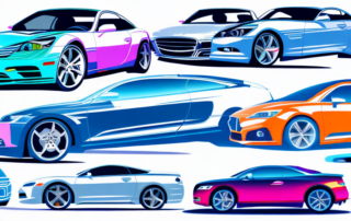 Several cars in different vibrant colors