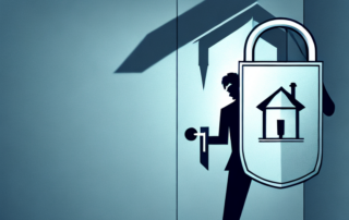 A broken lock on a house door