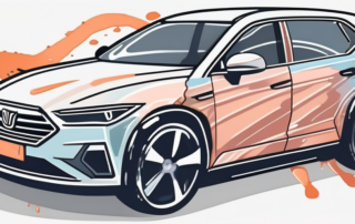 A car partially covered with a glossy adhesive film