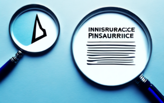 A magnifying glass examining a variety of insurance policy documents