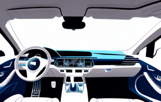 A car interior showcasing different areas such as the dashboard