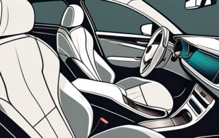 A car interior focusing on the seat upholstery