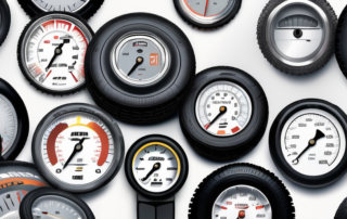 A pirelli tire with a pressure gauge attached to it