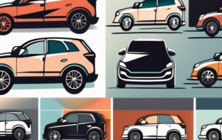 A variety of car windows with different shades of tinting film applied