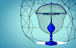 A broken vase under a safety net