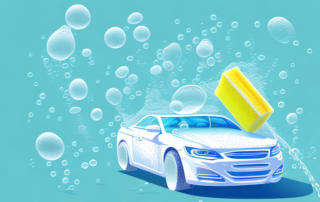 A car being washed with soapy water