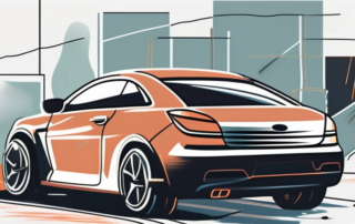 A car with visible scratches on the paintwork and various tools like a buffer