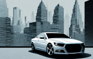 A sleek car covered in black chrome foil