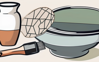 Various ceramic objects like a vase