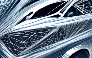 A car half-covered with carbon fiber wrapping