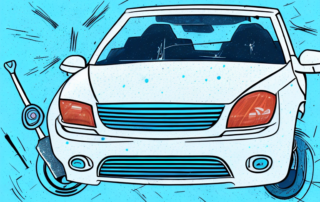 A car with visible scratches on its plastic exterior