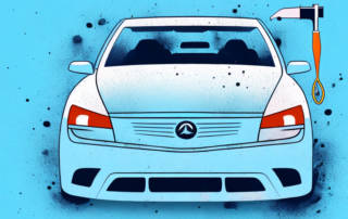 A car in a professional spray booth