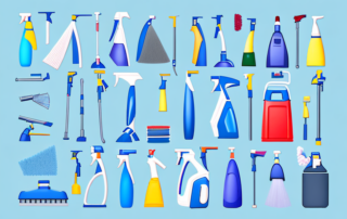Various cleaning tools like a vacuum cleaner