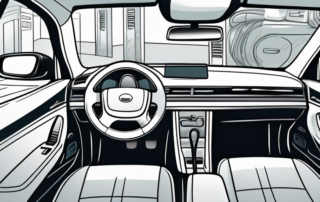 An interior of a car focusing on various plastic parts like the dashboard