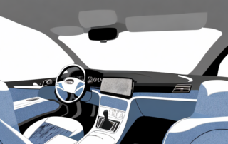 A car interior with various cleaning tools like a vacuum cleaner