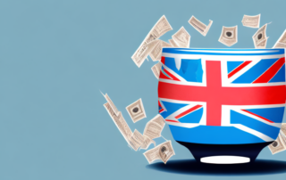 A broken vase with a british flag design