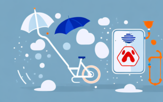 A protective umbrella covering various items like a bicycle