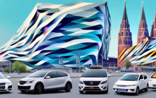 A variety of cars with different vibrant and glossy vinyl wraps