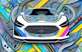 A sleek car half-covered with a vibrant
