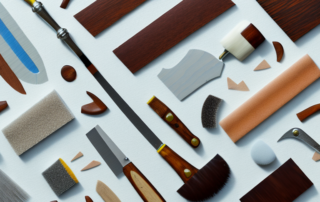 Various woodworking tools such as a sandpaper