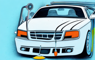 A car being painted with a roller brush