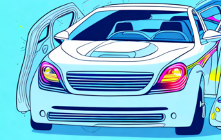 A car being wrapped in a vibrant