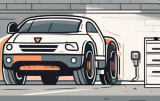 A car tire with a pressure gauge and an adhesive sticker on it