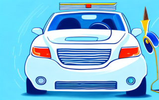 A car in a professional paint booth