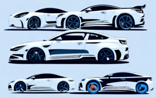 A variety of cars with different types of glossy and matte car wraps