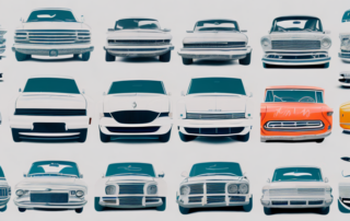 A variety of cars in different colors and styles