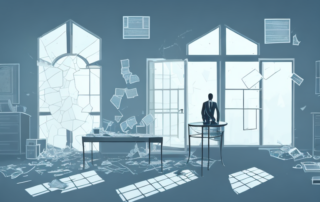 A home interior with visible signs of a burglary