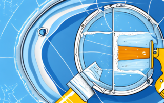 A glass pane being sealed with a caulking gun