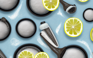 Various natural cleaning supplies like lemon
