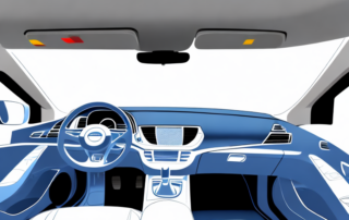 A car interior with a focus on plastic parts like the dashboard