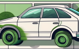 A car with patches of moss on its rubber parts like tires and window seals
