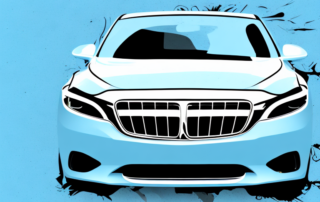 A shiny car covered partially with a transparent 3m paint protection film