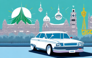 A car being wrapped in a glossy finish in a professional garage setting