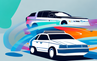 A car with an empty space on its side for the placement of a logo