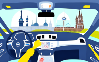 A car interior being cleaned with various tools and cleaning products