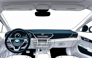 A car interior showcasing various decorations such as a hanging air freshener