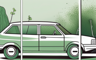 A car with close-ups on the window seals showing moss in various stages of being cleaned