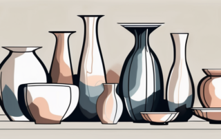 A collection of ceramic items like vases and plates