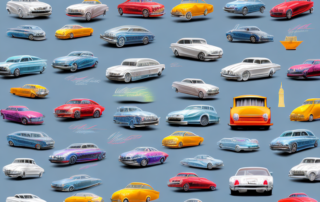 A variety of cars with different vibrant foil finishes parked near iconic landmarks in flensburg