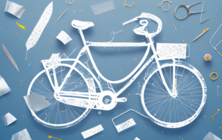 A bicycle in the process of being covered with decorative foil