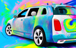 A car in the process of being painted