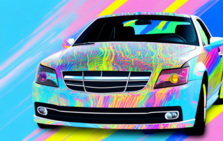 A car half covered with a glossy