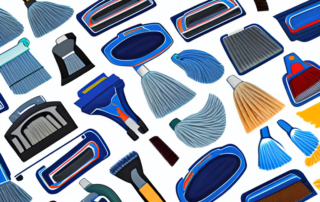 Various car floor mats being cleaned with different tools such as a vacuum cleaner